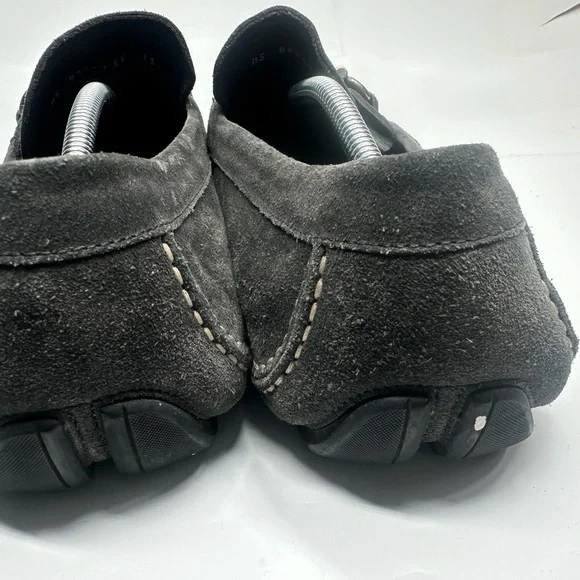 Salvatore Ferragamo Gray Loafers with Gold Buckle